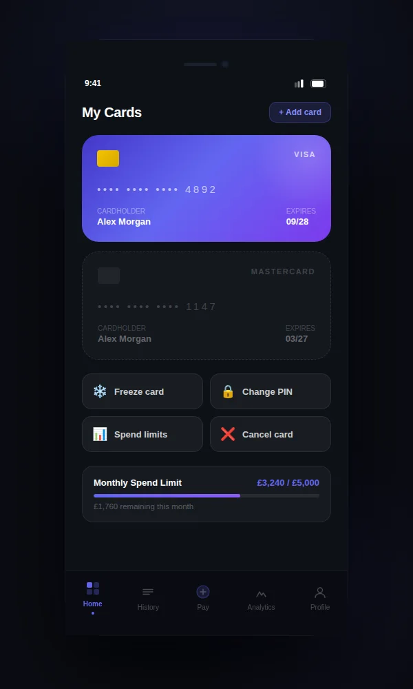 Finch — Personal Banking screen 1