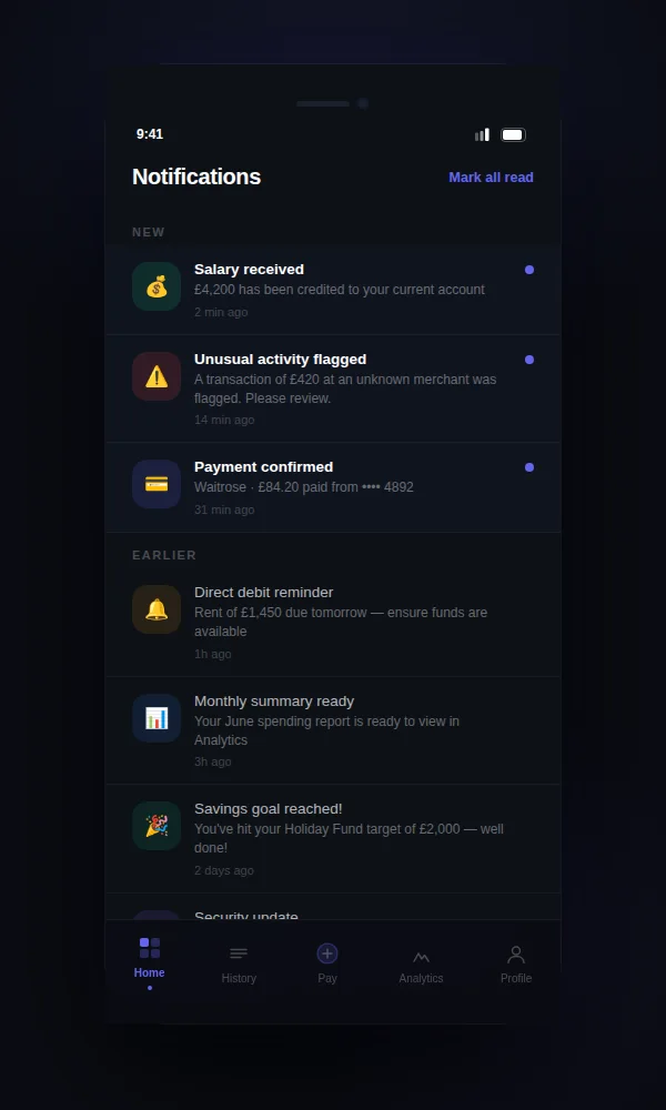Finch — Personal Banking screen 4