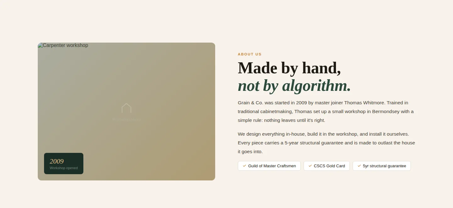 Grain & Co. — Bespoke Carpentry screen 2